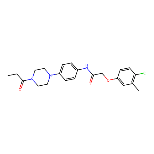 2-(4-chloro-3-methylphenoxy)-N-[4-(4-propanoylpiperazin-1-yl)phenyl]acetamide structure