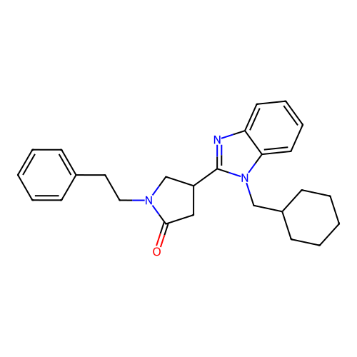 4-[1-(Cyclohexylmethyl)benzimidazol-2-yl]-1-(2-phenylethyl)pyrrolidin-2-one structure