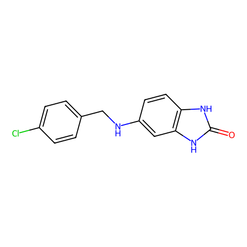 5-(((4-chlorophenyl)methyl)amino)-2,3-dihydro-1H-1,3-benzodiazol-2-one structure