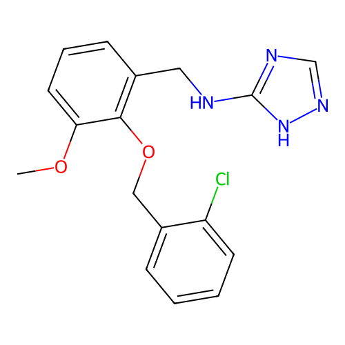 N-{2-[(2-chlorobenzyl)oxy]-3-methoxybenzyl}-4H-1,2,4-triazol-3-amine structure