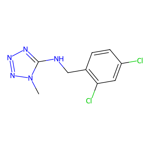 N-[(2,4-dichlorophenyl)methyl]-1-methyltetrazol-5-amine structure
