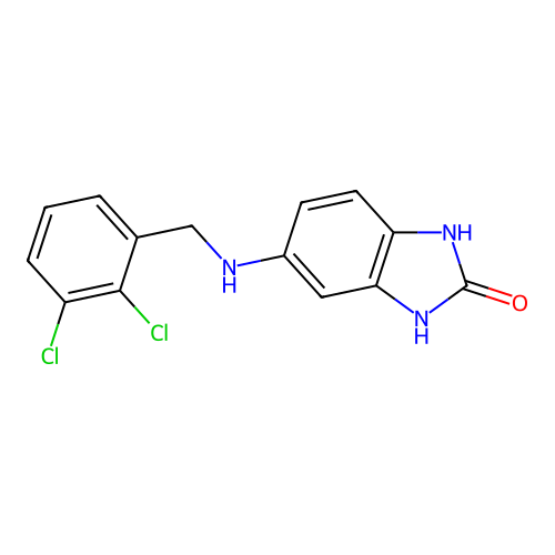 5-[(2,3-dichlorobenzyl)amino]-1,3-dihydro-2H-benzimidazol-2-one structure