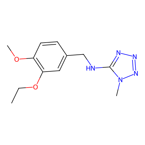 N-[(3-ethoxy-4-methoxyphenyl)methyl]-1-methyltetrazol-5-amine structure