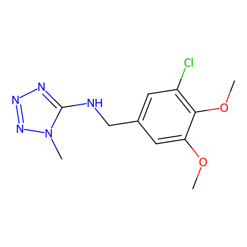 N-(3-chloro-4,5-dimethoxybenzyl)-1-methyl-1H-tetrazol-5-amine structure