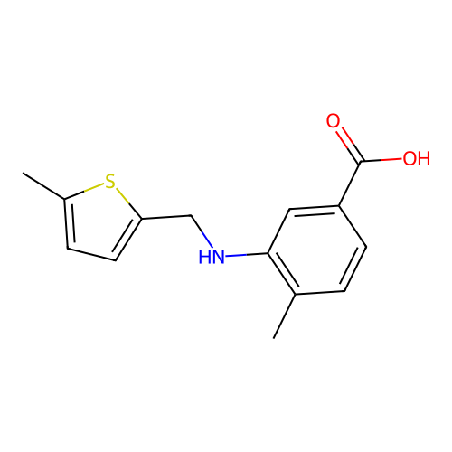 4-Methyl-3-{[(5-methyl-2-thienyl)methyl]amino}benzoic acid structure