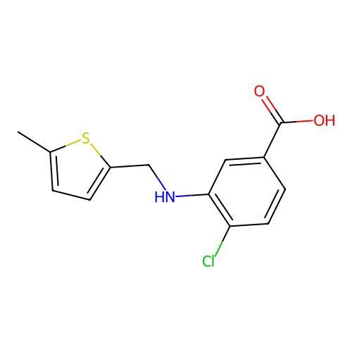 4-Chloro-3-{[(5-methyl-2-thienyl)methyl]amino}benzoic acid structure
