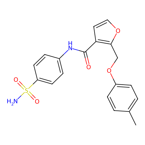 2-[(4-methylphenoxy)methyl]-N-(4-sulfamoylphenyl)furan-3-carboxamide structure