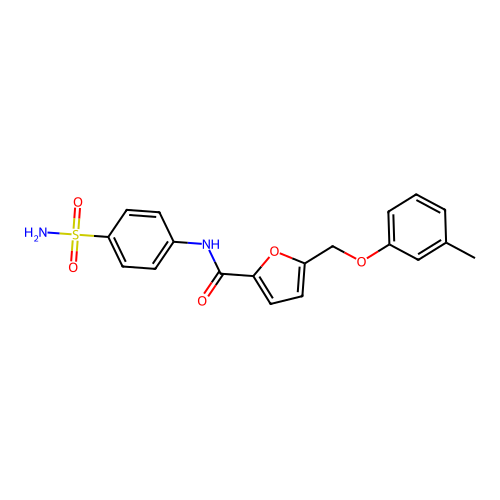5-[(3-methylphenoxy)methyl]-N-(4-sulfamoylphenyl)furan-2-carboxamide structure