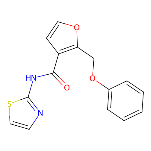 2-(phenoxymethyl)-N-(1,3-thiazol-2-yl)furan-3-carboxamide structure