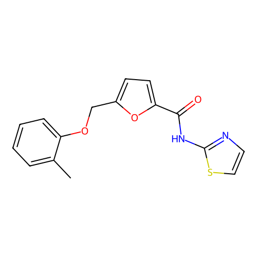 5-[(2-methylphenoxy)methyl]-N-(1,3-thiazol-2-yl)furan-2-carboxamide structure