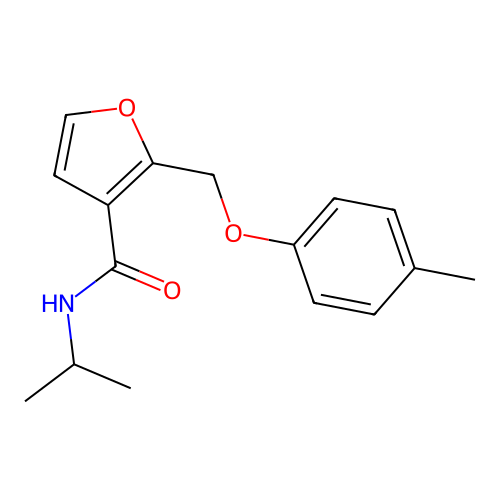 N-isopropyl-2-((p-tolyloxy)methyl)furan-3-carboxamide structure