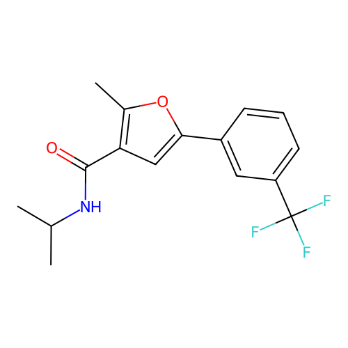 2-methyl-N-(propan-2-yl)-5-[3-(trifluoromethyl)phenyl]furan-3-carboxamide structure