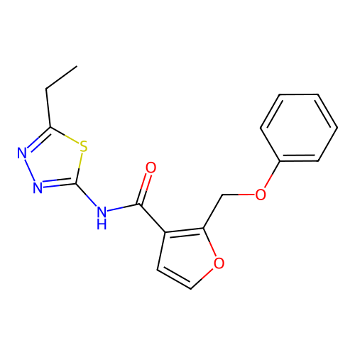 N-(5-ethyl-1,3,4-thiadiazol-2-yl)-2-(phenoxymethyl)furan-3-carboxamide structure