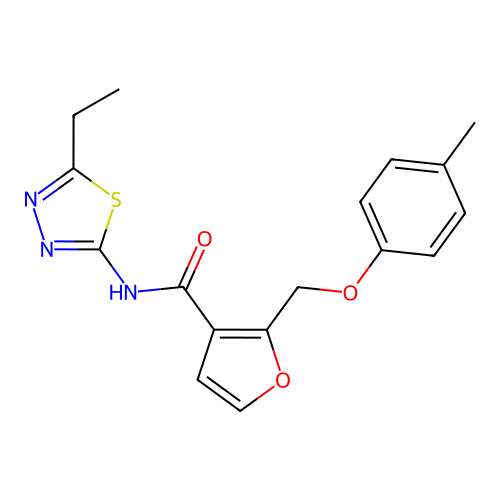 N-(5-ethyl-1,3,4-thiadiazol-2-yl)-2-[(4-methylphenoxy)methyl]furan-3-carboxamide structure