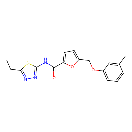 N-(5-ethyl-1,3,4-thiadiazol-2-yl)-5-[(3-methylphenoxy)methyl]furan-2-carboxamide structure