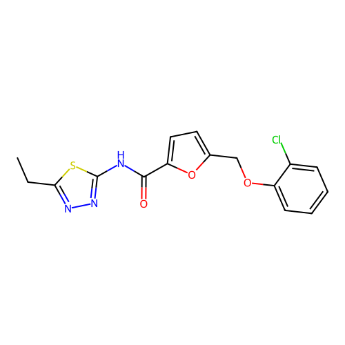 5-((2-chlorophenoxy)methyl)-N-(5-ethyl-1,3,4-thiadiazol-2-yl)furan-2-carboxamide structure