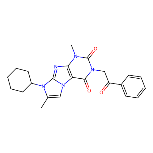 6-Cyclohexyl-4,7-dimethyl-2-phenacylpurino[7,8-a]imidazole-1,3-dione structure