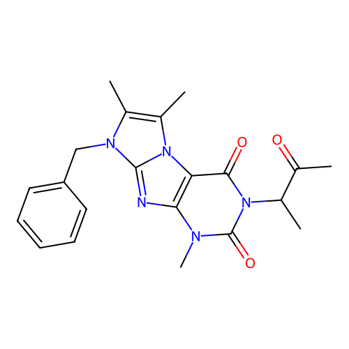 6-Benzyl-4,7,8-trimethyl-2-(3-oxobutan-2-yl)purino[7,8-a]imidazole-1,3-dione structure