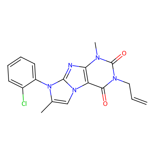 6-(2-Chlorophenyl)-4,7-dimethyl-2-prop-2-enylpurino[7,8-a]imidazole-1,3-dione structure