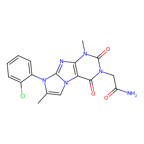 2-[6-(2-Chlorophenyl)-4,7-dimethyl-1,3-dioxopurino[7,8-a]imidazol-2-yl]acetamide structure