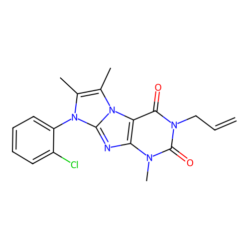 6-(2-Chlorophenyl)-4,7,8-trimethyl-2-prop-2-enylpurino[7,8-a]imidazole-1,3-dione structure