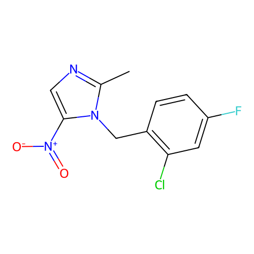 1-(2-chloro-4-fluorobenzyl)-2-methyl-5-nitro-1H-imidazole structure