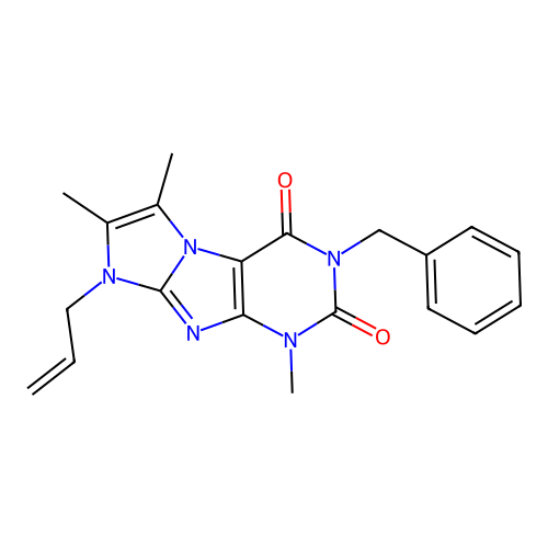 2-Benzyl-4,7,8-trimethyl-6-prop-2-enylpurino[7,8-a]imidazole-1,3-dione structure