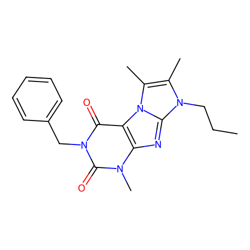 3-benzyl-1,6,7-trimethyl-8-propyl-1H,2H,3H,4H,8H-imidazo[1,2-g]purine-2,4-dione structure