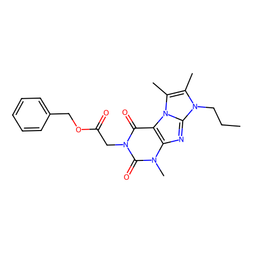 Benzyl 2-(4,7,8-trimethyl-1,3-dioxo-6-propylpurino[7,8-a]imidazol-2-yl)acetate structure