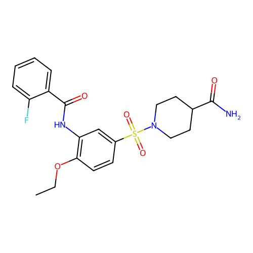1-[4-Ethoxy-3-[(2-fluorobenzoyl)amino]phenyl]sulfonylpiperidine-4-carboxamide structure