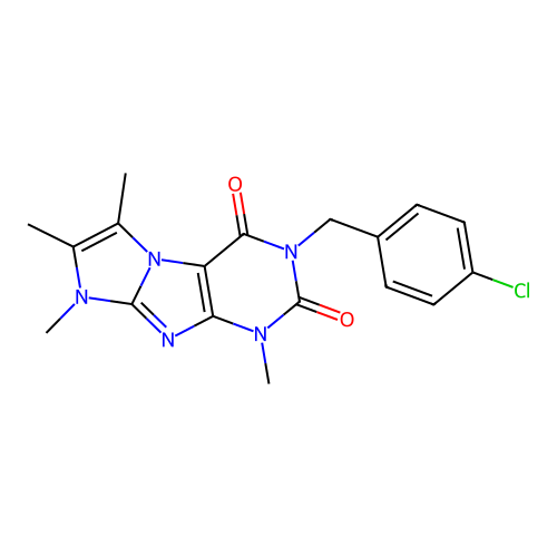 2-[(4-Chlorophenyl)methyl]-4,6,7,8-tetramethylpurino[7,8-a]imidazole-1,3-dione structure