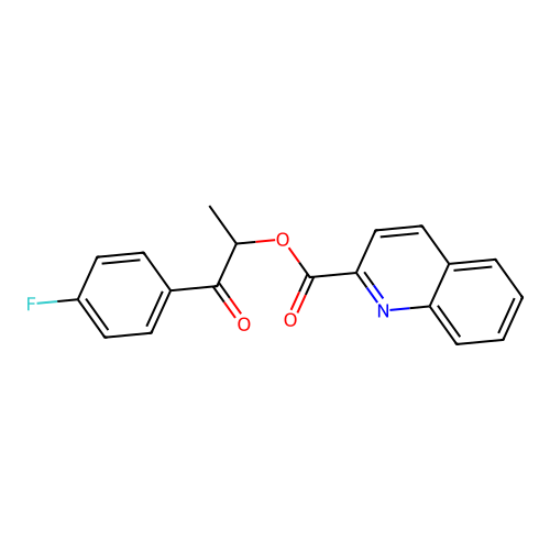 1-(4-Fluorophenyl)-1-oxopropan-2-yl quinoline-2-carboxylate structure
