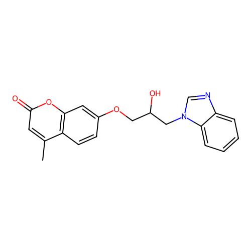 7-[3-(1H-1,3-benzodiazol-1-yl)-2-hydroxypropoxy]-4-methyl-2H-chromen-2-one structure