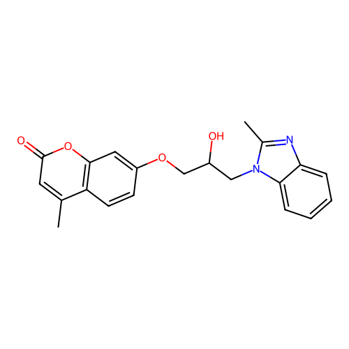 7-[2-Hydroxy-3-(2-methylbenzimidazol-1-yl)propoxy]-4-methylchromen-2-one structure
