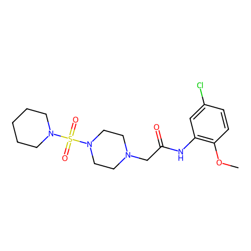 N-(5-chloro-2-methoxyphenyl)-2-[4-(piperidylsulfonyl)piperazinyl]acetamide structure