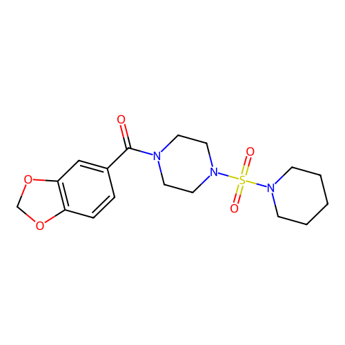 1-(2H-1,3-benzodioxole-5-carbonyl)-4-(piperidine-1-sulfonyl)piperazine structure