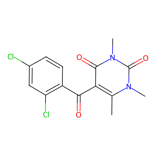 5-[(2,4-dichlorophenyl)carbonyl]-1,3,6-trimethylpyrimidine-2,4(1H,3H)-dione structure