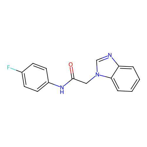 2-(benzimidazol-1-yl)-N-(4-fluorophenyl)acetamide structure