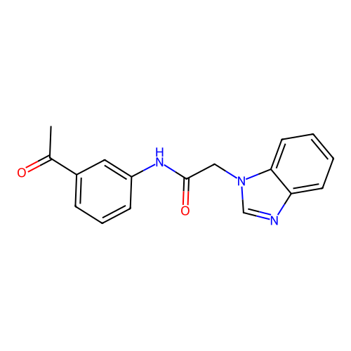 N-(3-acetylphenyl)-2-(1H-benzimidazol-1-yl)acetamide structure