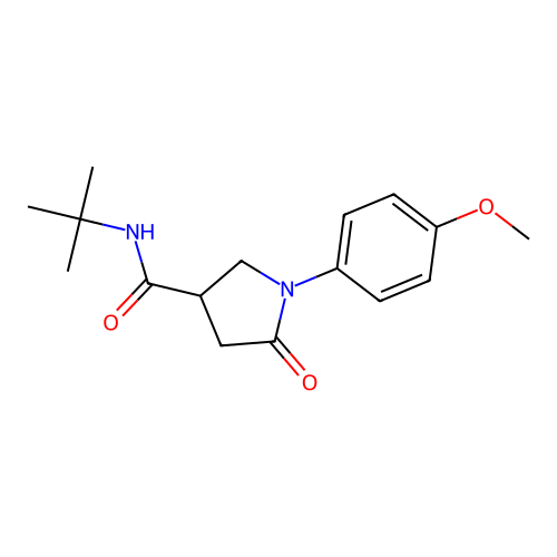 N-tert-butyl-1-(4-methoxyphenyl)-5-oxopyrrolidine-3-carboxamide structure
