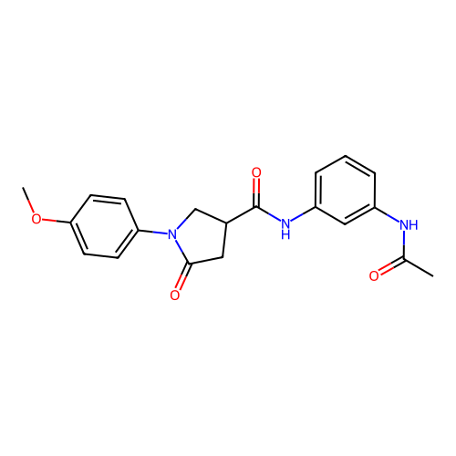 N-[3-(acetylamino)phenyl]-1-(4-methoxyphenyl)-5-oxopyrrolidine-3-carboxamide structure