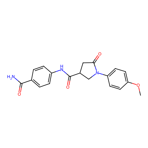 N-(4-carbamoylphenyl)-1-(4-methoxyphenyl)-5-oxopyrrolidine-3-carboxamide structure