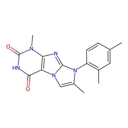 8-(2,4-dimethylphenyl)-1,7-dimethyl-1H-imidazo[2,1-f]purine-2,4(3H,8H)-dione structure