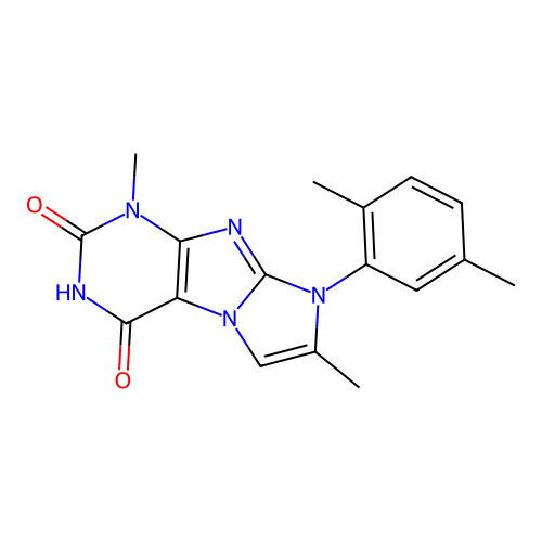 8-(2,5-dimethylphenyl)-1,7-dimethyl-1H-imidazo[2,1-f]purine-2,4(3H,8H)-dione structure