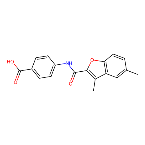4-{[(3,5-Dimethyl-1-benzofuran-2-yl)carbonyl]amino}benzoic acid structure