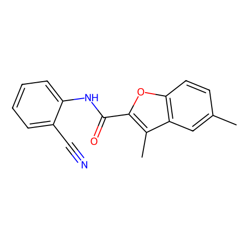 N-(2-cyanophenyl)-3,5-dimethyl-1-benzofuran-2-carboxamide structure