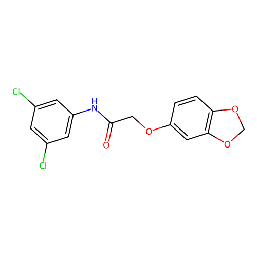 2-(1,3-benzodioxol-5-yloxy)-N-(3,5-dichlorophenyl)acetamide structure