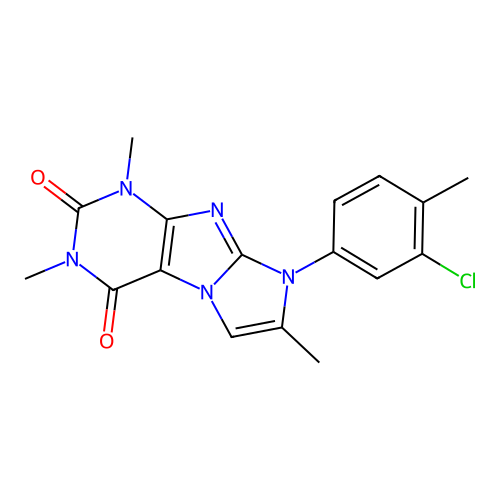 6-(3-Chloro-4-methylphenyl)-2,4,7-trimethylpurino[7,8-a]imidazole-1,3-dione structure