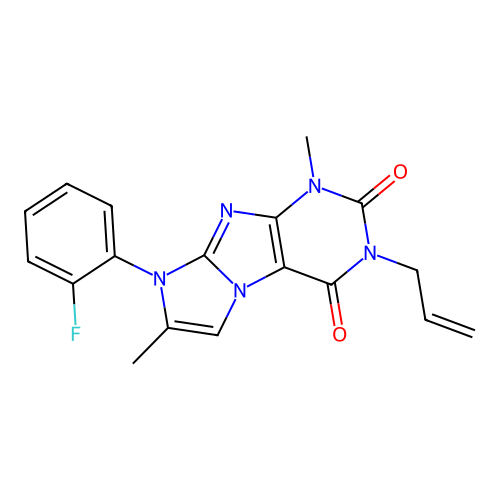 6-(2-Fluorophenyl)-4,7-dimethyl-2-prop-2-enylpurino[7,8-a]imidazole-1,3-dione structure