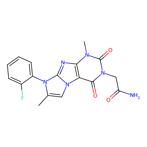 2-[6-(2-Fluorophenyl)-4,7-dimethyl-1,3-dioxopurino[7,8-a]imidazol-2-yl]acetamide structure